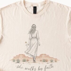 She Walks by Faith Desert Mesa Boho Tee